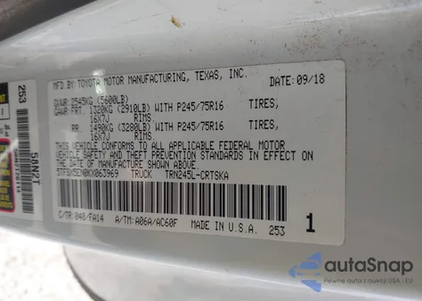 2019 Toyota Tacoma Sr from USA, damaged, VIN 5TFSX5EN0KX063969